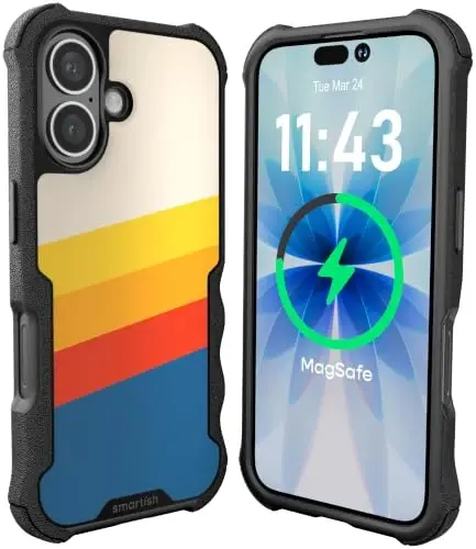 Smartish® iPhone 16 Защитный Магнитный Чехол - Gripzilla, Совместимый с MagSafe [Прочный + Прочный] Усиленный Защитный Тонкий Чехол с Защитой от Падений для Apple iPhone 16 - Striped Up 