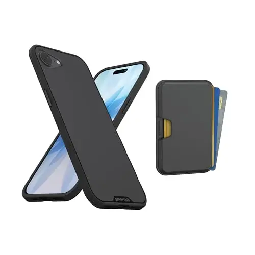Smartish® iPhone 16e Magnetic Case with MagSafe Wallet - Gripmunk - Magsafe Compatible Thin Grip Cover + Detachable Magnetic Credit Card Holder - Black Tie Affair - 1