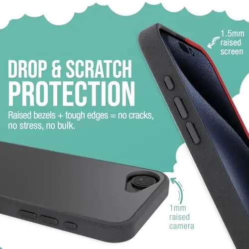 Smartish® iPhone 16e MagSafe Case - Gripmunk Magnetic Slim Case [Lightweight + Protective] Thin Grip Cover with Microfiber Lining for Apple iPhone 16e 2025 - Black Tie Affair - 4