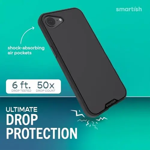 Smartish® iPhone 16e MagSafe Case - Gripmunk Magnetic Slim Case [Lightweight + Protective] Thin Grip Cover with Microfiber Lining for Apple iPhone 16e 2025 - Black Tie Affair - 2