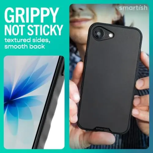 Smartish® iPhone 16e MagSafe Case - Gripmunk Magnetic Slim Case [Lightweight + Protective] Thin Grip Cover with Microfiber Lining for Apple iPhone 16e 2025 - Black Tie Affair - 3