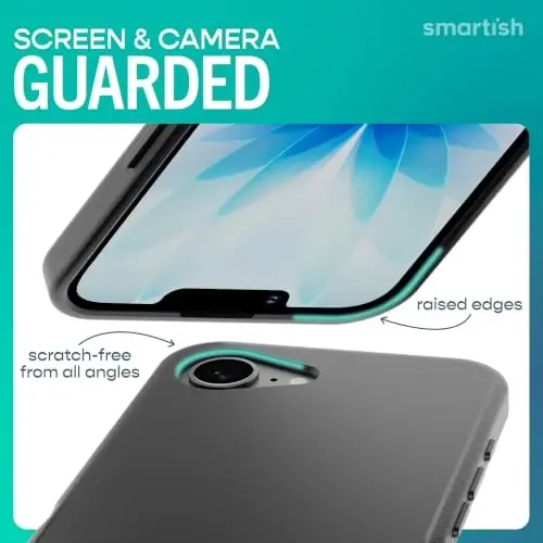 Smartish® iPhone 16e MagSafe Case - Gripmunk Magnetic Slim Case [Lightweight + Protective] Thin Grip Cover with Microfiber Lining for Apple iPhone 16e 2025 - Black Tie Affair - 5