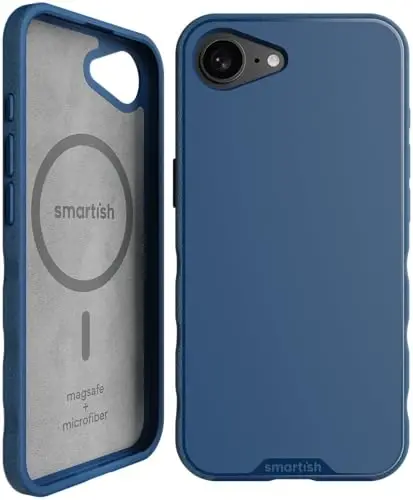 Smartish® iPhone 16e MagSafe Case - Gripmunk Magnetic Slim Case [Lightweight + Protective] Thin Grip Cover with Microfiber Lining for Apple iPhone 16e 2025 - Blues on The Green 