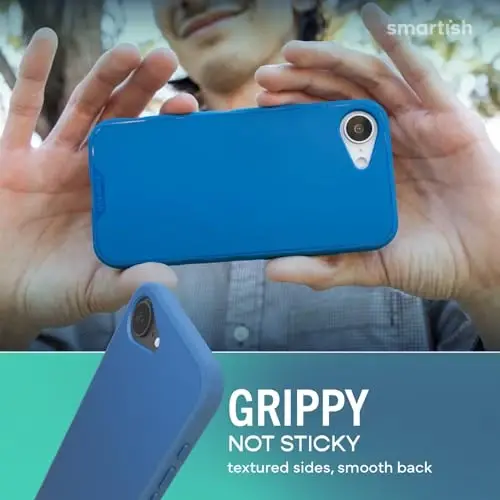 Smartish® iPhone 16e MagSafe Case - Gripmunk Magnetic Slim Case [Lightweight + Protective] Thin Grip Cover with Microfiber Lining for Apple iPhone 16e 2025 - Blues on The Green - 4