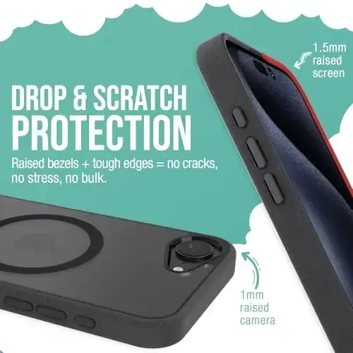 Smartish® iPhone 16e MagSafe Case - Gripmunk Magnetic Slim Case [Lightweight + Protective] Thin Grip Cover with Microfiber Lining for Apple iPhone 16e 2025 - Clearly Black - 4