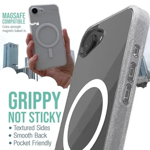 Smartish® iPhone 16e MagSafe Case - Gripmunk Magnetic Slim Case [Lightweight + Protective] Thin Grip Cover with Microfiber Lining for Apple iPhone 16e 2025 - Clearly Clear - SMARTISH (1)
