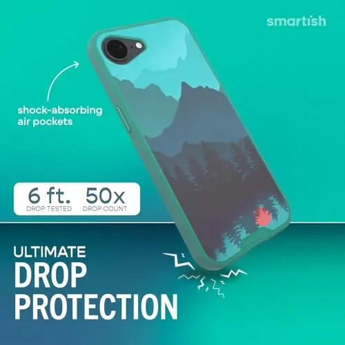 Smartish® iPhone 16e MagSafe Case - Gripmunk Magnetic Slim Case [Lightweight + Protective] Thin Grip Cover with Microfiber Lining for Apple iPhone 16e 2025 - Moving Mountains - SMARTISH (1)