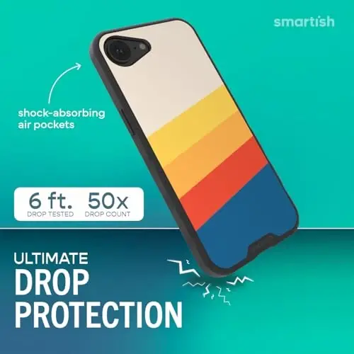 Smartish® iPhone 16e MagSafe Case - Gripmunk Magnetic Slim Case [Lightweight + Protective] Thin Grip Cover with Microfiber Lining for Apple iPhone 16e 2025 - Striped Up - 2