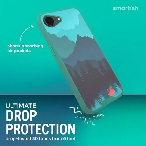 Smartish® iPhone 17e/16e MagSafe Case - Gripmunk Magnetic Slim Case [Lightweight + Protective] Drop Tested Thin Grip Cover with Microfiber Lining for Apple iPhone 17e/16e - Moving Mountains - 2