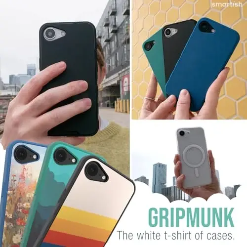 Smartish® iPhone 16e MagSafe Case - Gripmunk Magnetic Slim Case [Lightweight + Protective] Thin Grip Cover with Microfiber Lining for Apple iPhone 16e 2025 - Custom Prints - 6