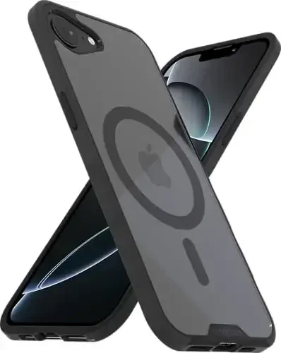 Smartish® iPhone 16e MagSafe Case - Gripmunk Magnetic Slim Case [Lightweight + Protective] Thin Grip Cover with Microfiber Lining for Apple iPhone 16e 2025 - Clearly Black - SMARTISH