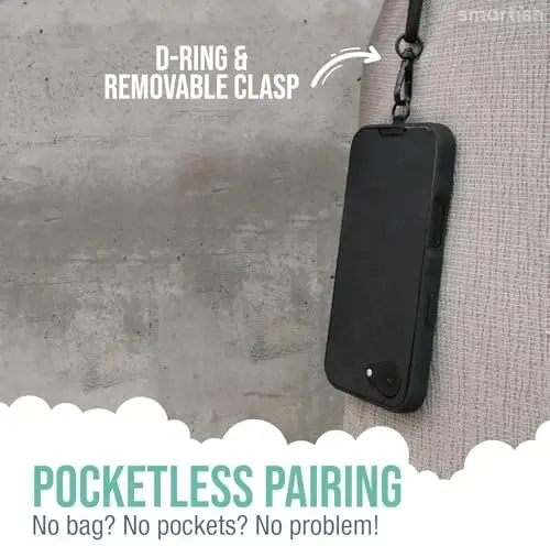 Smartish® iPhone 16e MagSafe Case with Crossbody Lanyard Strap - Gripmunk - [Slim + Protective] Magnetic Slim Case with Universal Detachable Shoulder Neck Strap - Black Tie Affair - 5