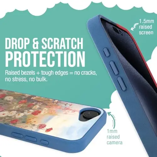 Smartish® iPhone 16e MagSafe Case - Gripmunk Magnetic Slim Case [Lightweight + Protective] Thin Grip Cover with Microfiber Lining for Apple iPhone 16e 2025 - Wildflower Fields - 4