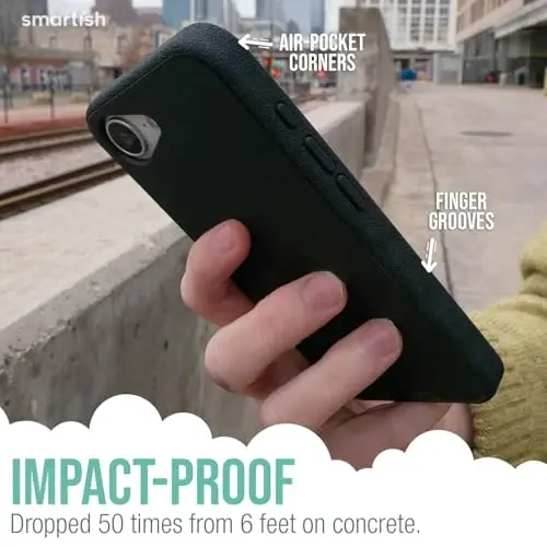 Smartish® iPhone 16e MagSafe Case - Gripmunk Magnetic Slim Case [Lightweight + Protective] Thin Grip Cover with Microfiber Lining for Apple iPhone 16e 2025 - Black Tie Affair - 3