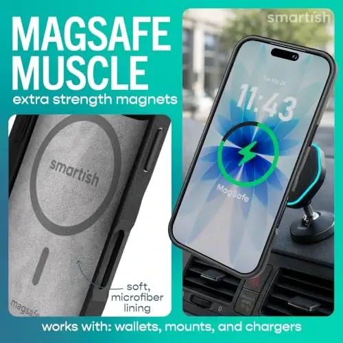 Smartish® iPhone 16e MagSafe Kılıfı - Gripmunk Manyetik İnce Kılıf [Hafif + Koruyucu] Apple iPhone 16e 2025 için Mikro Fiber Astarlı İnce Tutuş Kapağı - Siyah Kravat - SMARTISH (1)