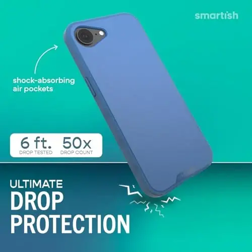Smartish® iPhone 16e MagSafe Case - Gripmunk Magnetic Slim Case [Lightweight + Protective] Thin Grip Cover with Microfiber Lining for Apple iPhone 16e 2025 - Blues on The Green - SMARTISH (1)