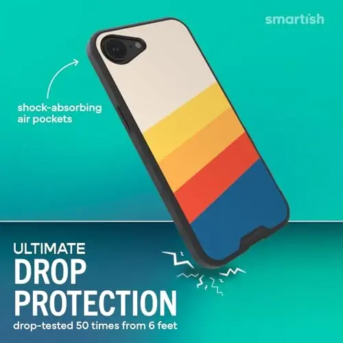 Smartish® iPhone 16e MagSafe Case - Gripmunk Magnetic Slim Case [Lightweight + Protective] Thin Grip Cover with Microfiber Lining for Apple iPhone 16e 2025 - Striped Up - 2