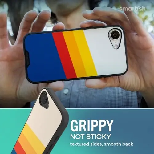 Smartish® iPhone 17e/16e MagSafe Case - Gripmunk Magnetic Slim Case [Lightweight + Protective] Drop Tested Thin Grip Cover with Microfiber Lining for Apple iPhone 17e/16e - Striped Up - 4