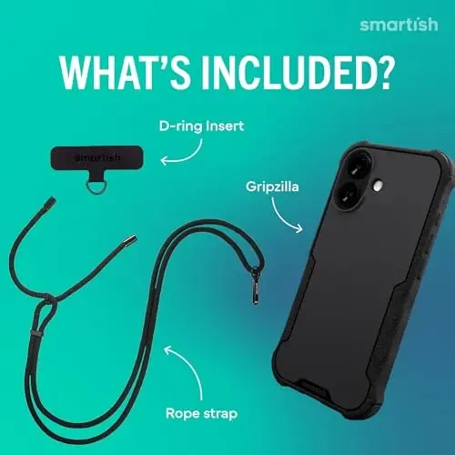 Smartish® iPhone 17 MagSafe Case + Crossbody Lanyard Strap - Magnetic Protective Case - Heavy Duty Armor Cover For Men + Universal Detachable Shoulder Neck Strap for Apple iPhone 17 - Black Tie Affair - 2