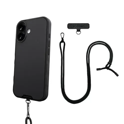 Smartish® iPhone 17 MagSafe Case + Crossbody Lanyard Strap - Thin Grip Cover with Universal Detachable Shoulder Neck Strap for Apple iPhone 17 - Black Tie Affair 