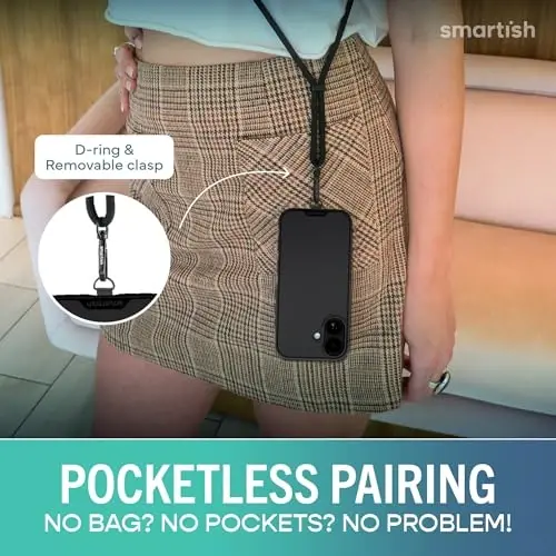 Smartish® iPhone 17 MagSafe Case + Crossbody Lanyard Strap - Thin Grip Cover with Universal Detachable Shoulder Neck Strap for Apple iPhone 17 - Black Tie Affair - 4