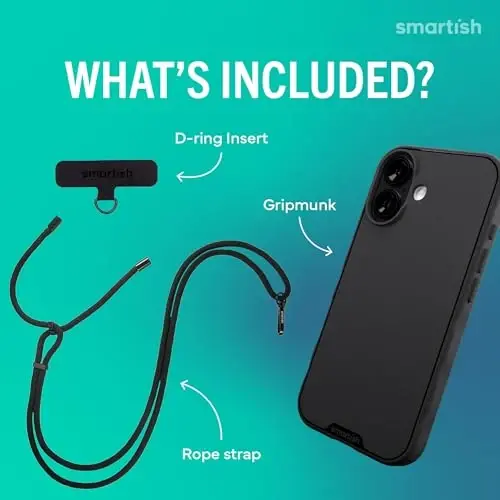 Smartish® iPhone 17 MagSafe Case + Crossbody Lanyard Strap - Thin Grip Cover with Universal Detachable Shoulder Neck Strap for Apple iPhone 17 - Black Tie Affair - SMARTISH (1)