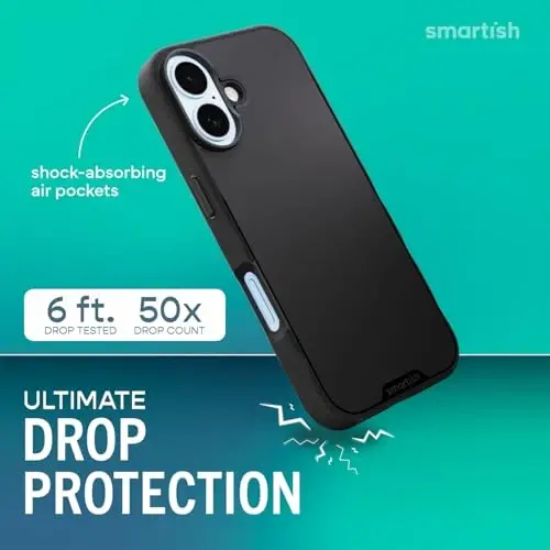 Smartish® iPhone 17 MagSafe Case - Gripmunk Magnetic Slim Case [Lightweight + Protective] Thin Grip Cover with Microfiber Lining for Apple iPhone 17 - Black Tie Affair - SMARTISH (1)