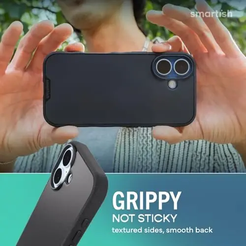 Smartish® iPhone 17 MagSafe Case - Gripmunk Magnetic Slim Case [Lightweight + Protective] Thin Grip Cover with Microfiber Lining for Apple iPhone 17 - Black Tie Affair - 4