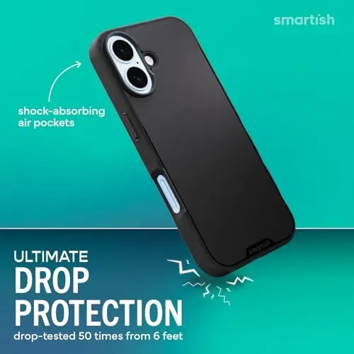 Smartish® iPhone 17 MagSafe Case - Gripmunk Magnetic Slim Case [Lightweight + Protective] Thin Grip Cover with Microfiber Lining for Apple iPhone 17 - Black Tie Affair - SMARTISH (1)