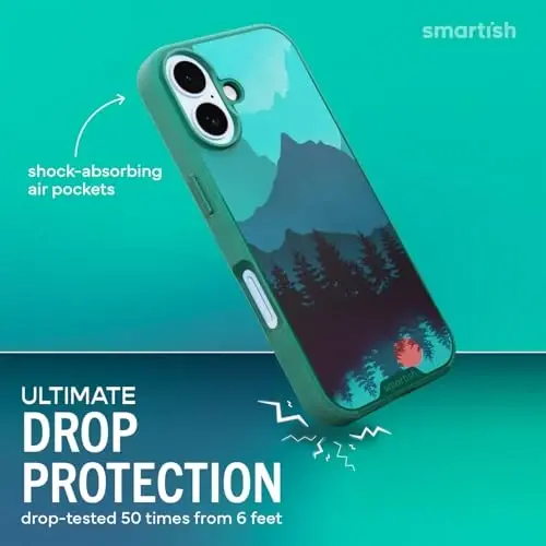 Smartish® iPhone 17 MagSafe Case - Gripmunk Magnetic Slim Case [Lightweight + Protective] Thin Grip Cover with Microfiber Lining for Apple iPhone 17 - Moving Mountains - 2