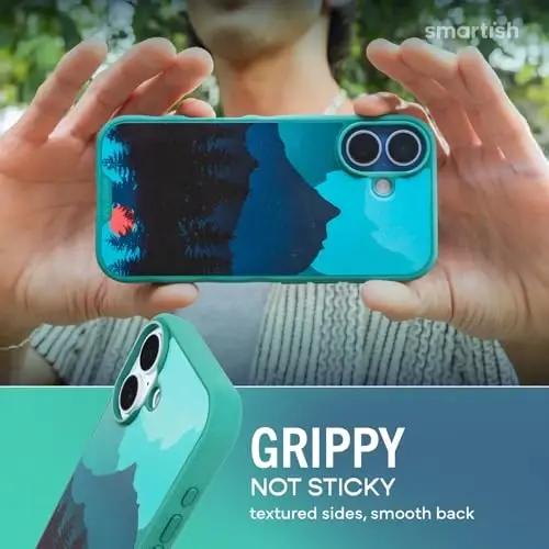 Smartish® iPhone 17 MagSafe Case - Gripmunk Magnetic Slim Case [Lightweight + Protective] Thin Grip Cover with Microfiber Lining for Apple iPhone 17 - Moving Mountains - 4