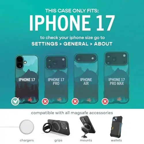 Smartish® iPhone 17 MagSafe Case - Gripmunk Magnetic Slim Case [Lightweight + Protective] Thin Grip Cover with Microfiber Lining for Apple iPhone 17 - Moving Mountains - 5