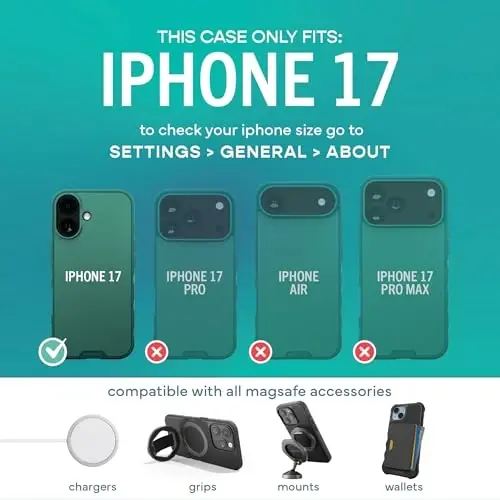 Smartish® iPhone 17 MagSafe Case - Gripmunk Magnetic Slim Case [Lightweight + Protective] Thin Grip Cover with Microfiber Lining for Apple iPhone 17 - So Jaded - 5