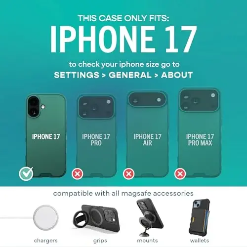 Smartish® iPhone 17 MagSafe Case - Gripmunk Magnetic Slim Case [Lightweight + Protective] Thin Grip Cover with Microfiber Lining for Apple iPhone 17 - So Jaded - 4