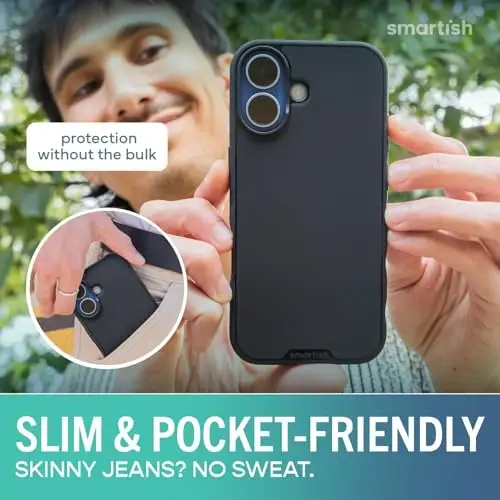 Smartish® iPhone 17 MagSafe Case - Gripmunk Magnetic Slim Case [Lightweight + Protective] Thin Grip Cover with Microfiber Lining for Apple iPhone 17 - Striped Up - 4