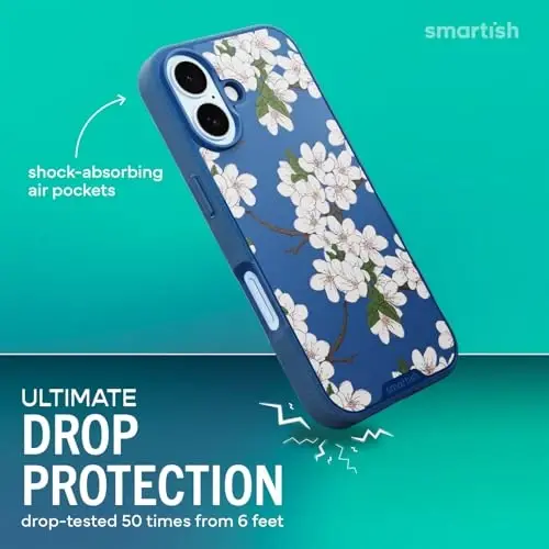 Smartish® iPhone 17 MagSafe Case - Gripmunk Magnetic Slim Case [Lightweight + Protective] Thin Grip Cover with Microfiber Lining for Apple iPhone 17 - Very Cherry Blossom - 2