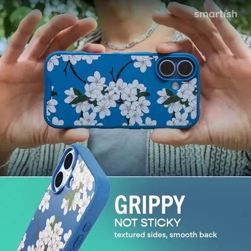 Smartish® iPhone 17 MagSafe Case - Gripmunk Magnetic Slim Case [Lightweight + Protective] Thin Grip Cover with Microfiber Lining for Apple iPhone 17 - Very Cherry Blossom - 4