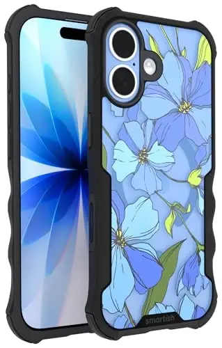 Smartish® iPhone 17 MagSafe Case - Gripzilla Protective Magnetic Case for Men [Rugged + Tough] Military Grade Heavy Duty Grip Armor - Drop Tested for Apple iPhone 17 - Blue Blossoms - 1