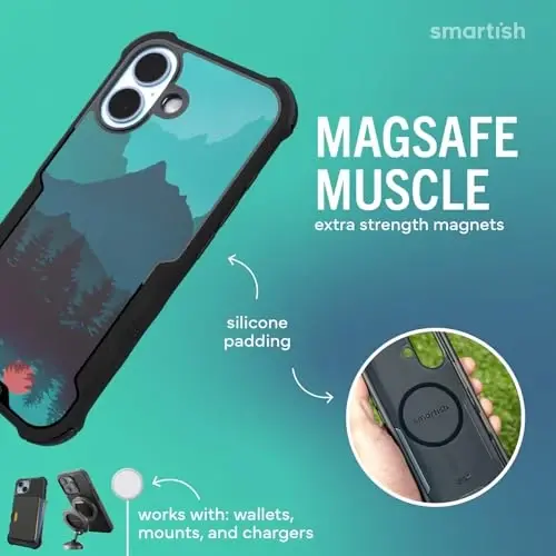 Smartish® iPhone 17 MagSafe Case - Gripzilla Protective Magnetic Case for Men [Rugged + Tough] Military Grade Heavy Duty Grip Armor - Drop Tested for iPhone 17 - Moving Mountains - 3