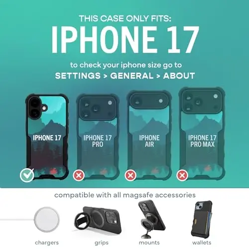 Smartish® iPhone 17 MagSafe Case - Gripzilla Protective Magnetic Case for Men [Rugged + Tough] Military Grade Heavy Duty Grip Armor - Drop Tested for iPhone 17 - Moving Mountains - 5