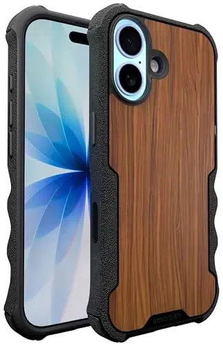 Smartish® iPhone 17 MagSafe Case - Gripzilla Protective Magnetic Case for Men [Rugged + Tough] Military Grade Heavy Duty Grip Armor - Drop Tested for iPhone 17 - Walnut Woods - 1