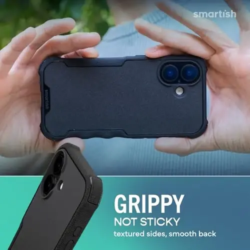 Smartish® iPhone 17 MagSafe Case + MagSafe Wallet - Magnetic Protective Case - Heavy Duty Armor Cover for Men + Detachable Extra Strength Magnetic Wallet for Apple iPhone 17 - Black Tie Affair - 4