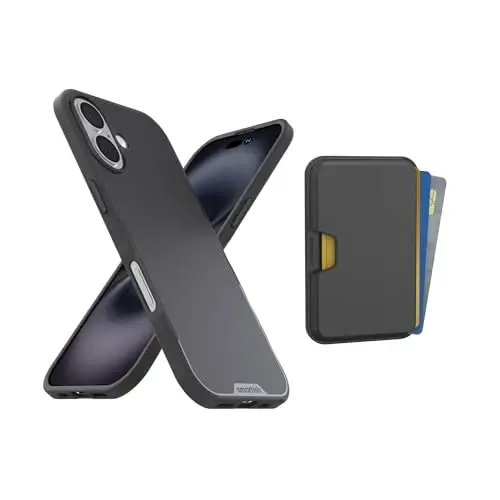 Smartish® iPhone 17 MagSafe Case + MagSafe Wallet - Magnetic Slim Case - Thin Grip Cover with Detachable Wallet - Magnetic Card Holder for Apple iPhone 17 - Black Tie Affair - 1