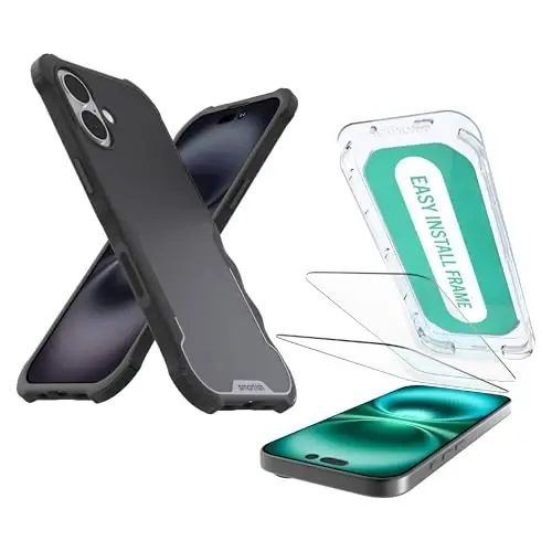 Smartish® iPhone 17 MagSafe Case + Screen Protector - Magnetic Protective Case - Heavy Duty Armor Cover + 2-Pack Tempered Glass Screen Protectors for Apple iPhone 17 - Black Tie Affair 