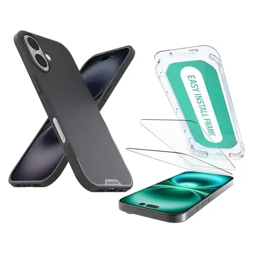 Smartish® iPhone 17 MagSafe Case + Screen Protector - Magnetic Slim Case - Protective Thin Grip Cover + 2-Pack Tempered Glass Screen Protectors for Apple iPhone 17 - Black Tie Affair - 1