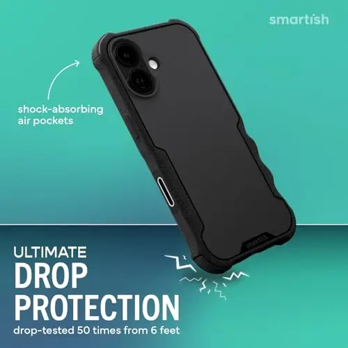 Smartish® iPhone 17 MagSafe G‘ilofi + Ekran Himoyachisi - Magnit Himoya G‘ilofi - Og‘ir Sharoit uchun zirhli qopqoq + Apple iPhone 17 uchun 2 ta Temperlangan Shisha Ekran Himoyachisi - Qora Galstuk - 2