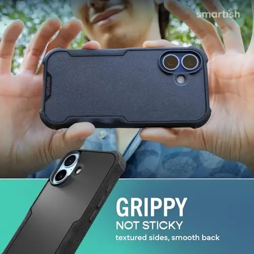 Smartish® iPhone 17 MagSafe g‘ilofi - Erkaklar uchun Gripzilla himoya magnit g‘ilofi [Mustahkam + Bardoshli] Harbiy darajadagi og‘ir yuk uchun mo‘ljallangan tutqichli zirh - iPhone 17 uchun tushish sinovidan o‘tgan - Black Tie Affair - 4