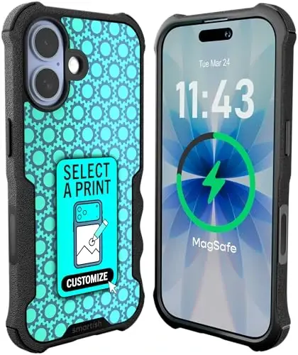 Smartish® iPhone 17 MagSafe Case - Gripzilla Protective Magnetic Case for Men [Rugged + Tough] Military Grade Heavy Duty Grip Armor - Drop Tested for iPhone 17 - Custom Print - 1