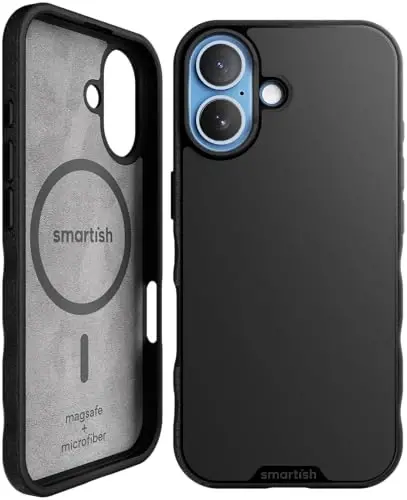 Smartish® iPhone 17 MagSafe G‘ilofi - Gripmunk Magnetic Slim Case [Yengil + Himoyalovchi] Apple iPhone 17 uchun mikrofiber astarli ingichka tutqichli g‘ilof - Black Tie Affair 