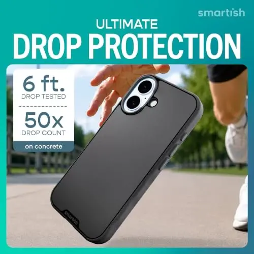 Smartish® iPhone 17 MagSafe Case - Gripmunk Magnetic Slim Case [Lightweight + Protective] Thin Grip Cover with Microfiber Lining for Apple iPhone 17 - Black Tie Affair - SMARTISH